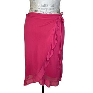 Twink Wrap Ruffle Detail Flowy Skirt Pink Size Medium